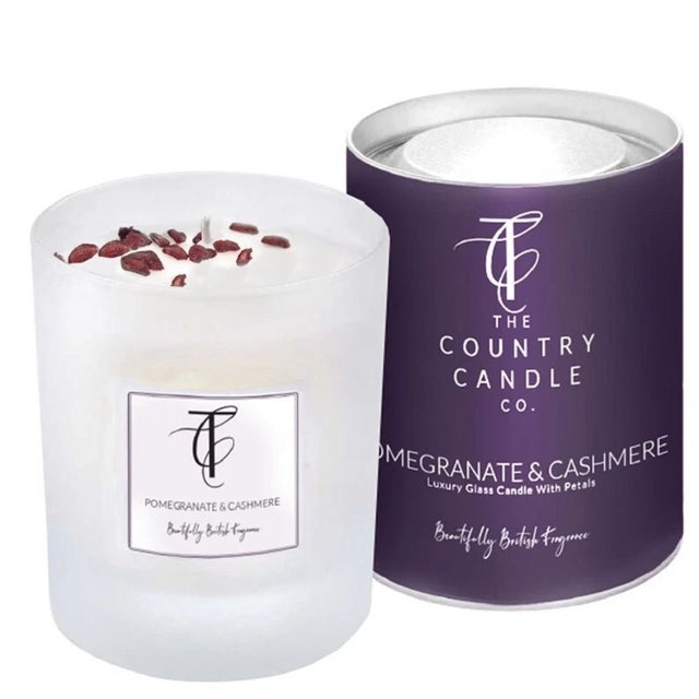 The Country Candle Co 30cl Pomegranate & Cashmere Glass Candle - Old Railway Line Garden Centre