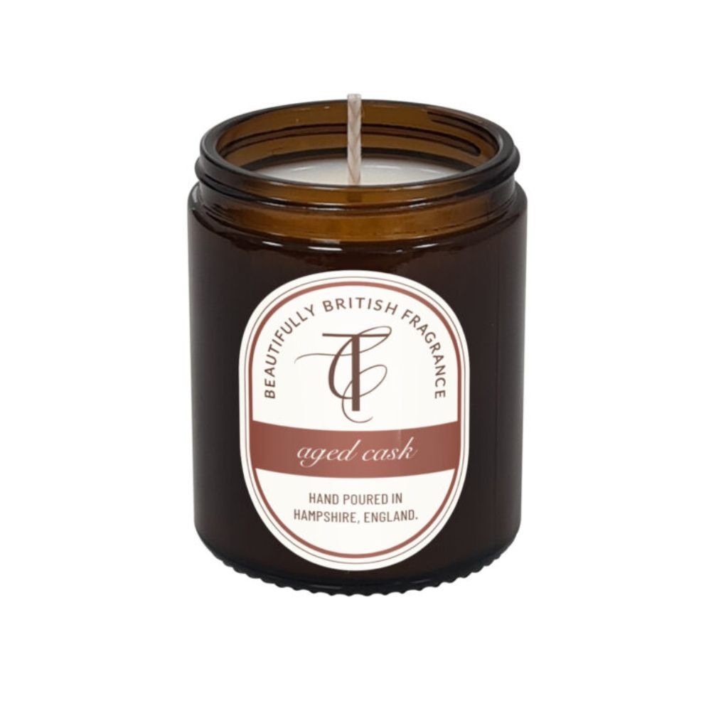 The Country Candle Co - Coast & Country Aged Cask 150g Amber Glass Soy Wax Candle - Old Railway Line Garden Centre