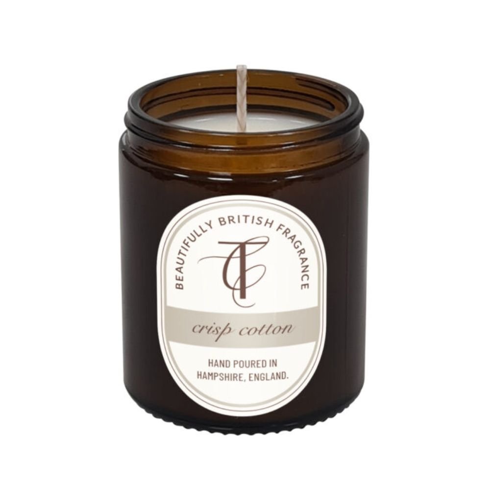 The Country Candle Co - Coast & Country Crisp Cotton 150g Amber Glass Soy Wax Candle - Old Railway Line Garden Centre