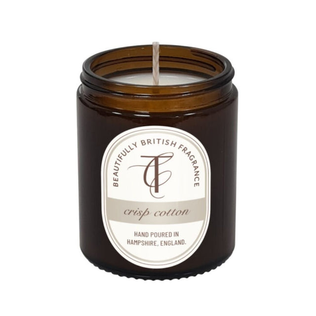The Country Candle Co - Coast & Country Crisp Cotton 150g Amber Glass Soy Wax Candle - Old Railway Line Garden Centre