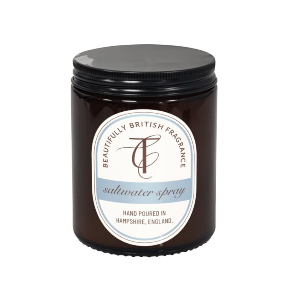 The Country Candle Co - Coast & Country Saltwater Spray 150g Amber Glass Soy Wax Candle - Old Railway Line Garden Centre