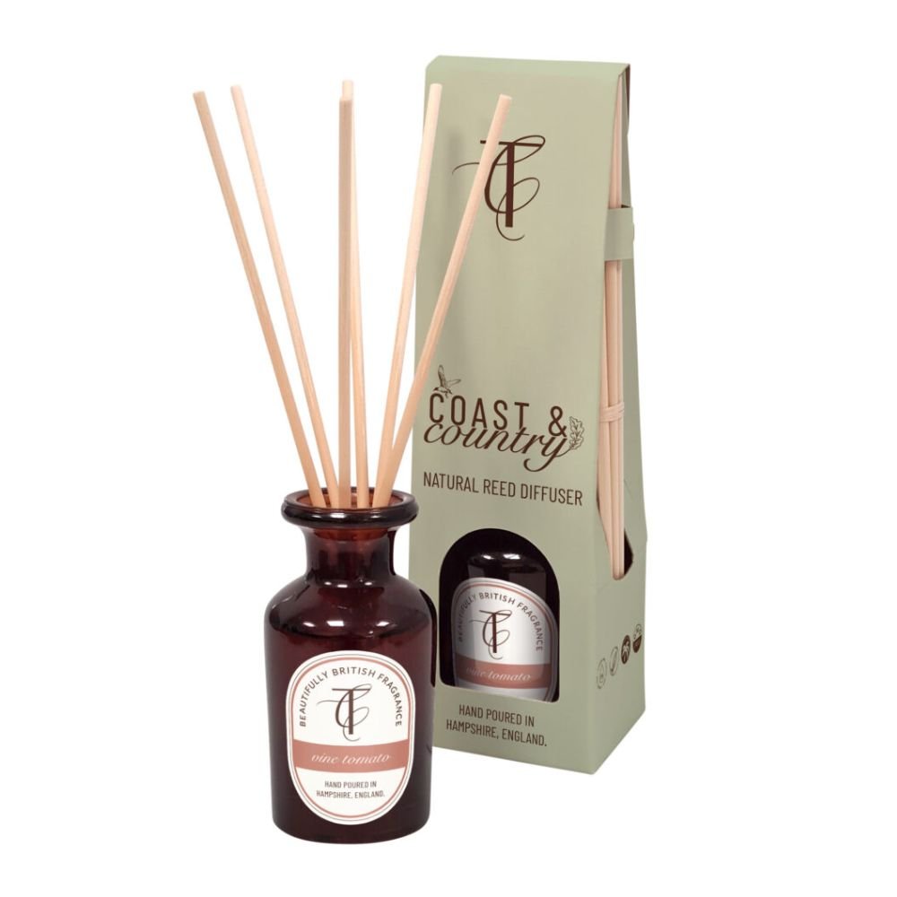 The Country Candle Co - Coast & Country Vine Tomato 100ml Amber Glass Natural Reed Diffuser - Old Railway Line Garden Centre