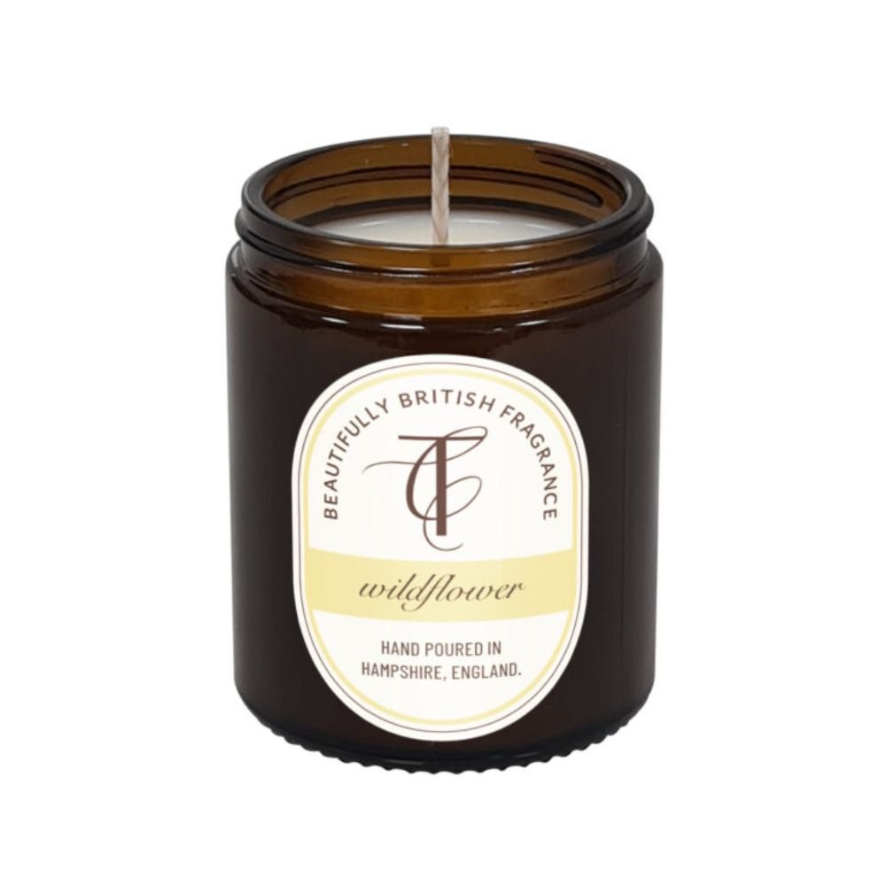 The Country Candle Co - Coast & Country Wildflower 150g Amber Glass Soy Wax Candle - Old Railway Line Garden Centre