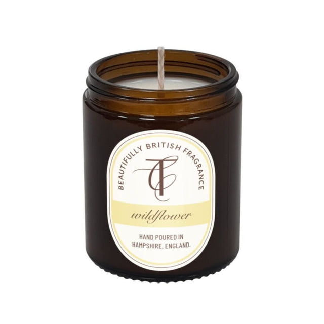 The Country Candle Co - Coast & Country Wildflower 150g Amber Glass Soy Wax Candle - Old Railway Line Garden Centre