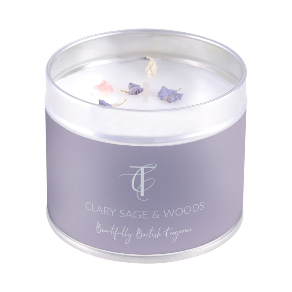 The Country Candle Co - Herb Garden Clary Sage & Woods Tin Candle - Old Railway Line Garden Centre