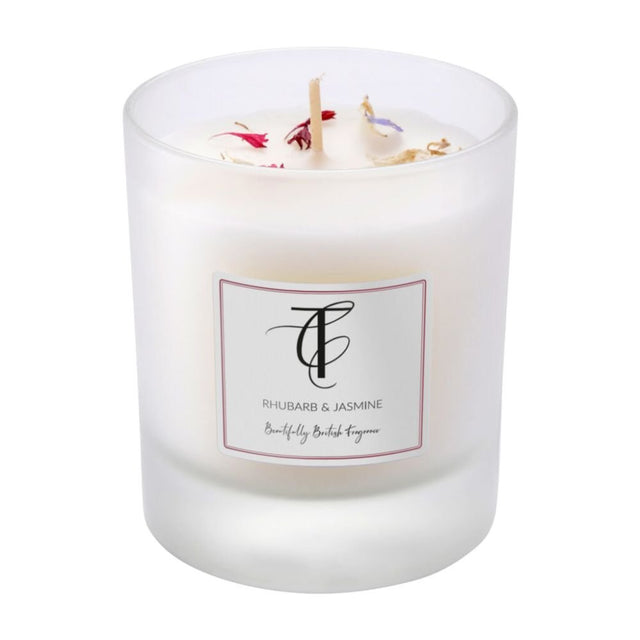 The Country Candle Co - Pastels Rhubarb & Jasmine 30cl Glass Candle - Old Railway Line Garden Centre