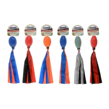 The Pet Store Aero Ball With Ribbon Dog Toy (Choice of 6) - Old Railway Line Garden Centre