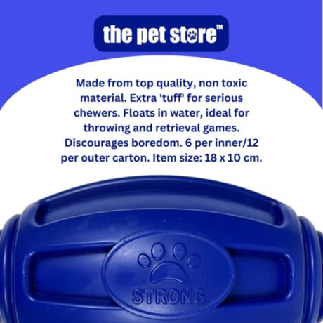 The Pet Store Gorilla Tough Blue Rugby Ball Dog Toy - Old Railway Line Garden Centre