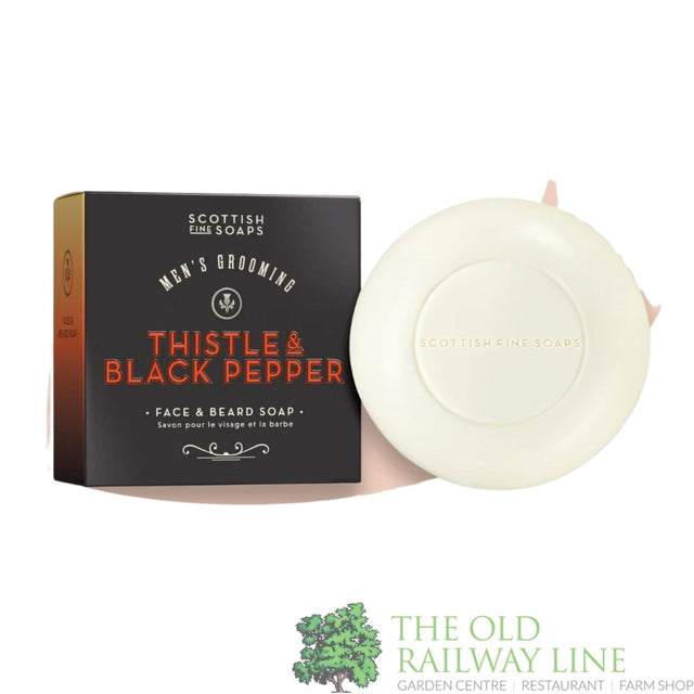 The Scottish Fine Soaps 100g Thistle & Black Pepper Face & Beard Soap - S30012 - Old Railway Line Garden Centre