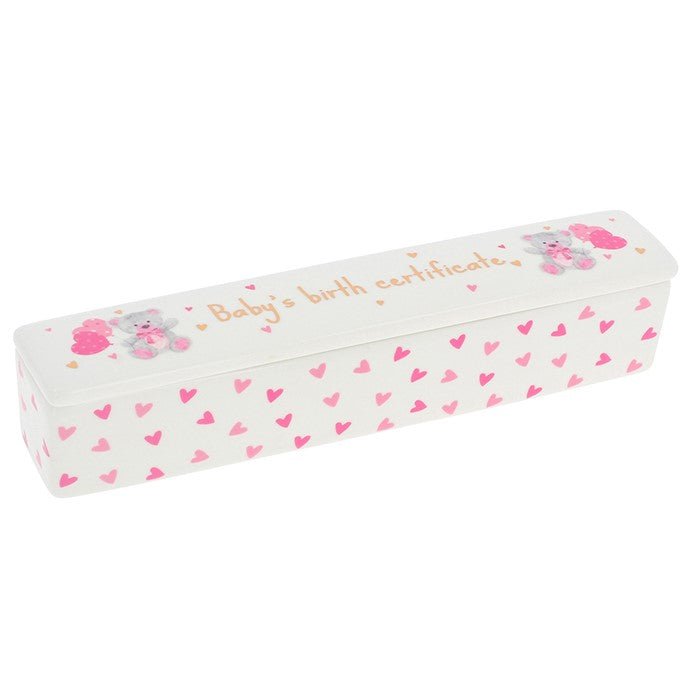 Thoughtful Words 30cm Little Bear Birth Certificate Girl - Old Railway Line Garden Centre