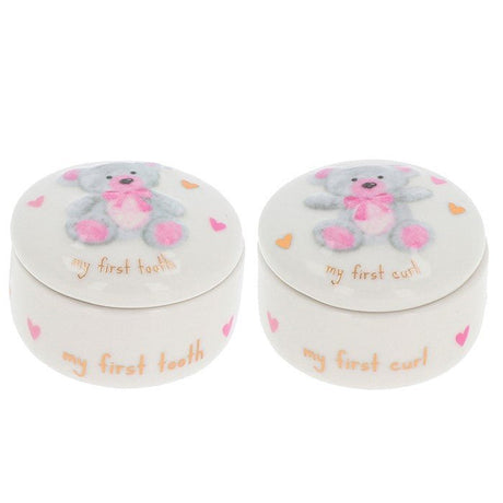 Thoughtful Words 7cm Little Bear Tooth & Curl Box Girl - Old Railway Line Garden Centre