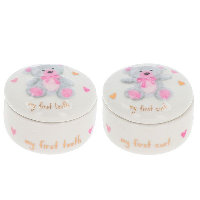 Thoughtful Words 7cm Little Bear Tooth & Curl Box Girl - Old Railway Line Garden Centre