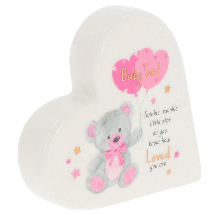 Thoughtful Words 15cm Little Bear Standing Heart Girl