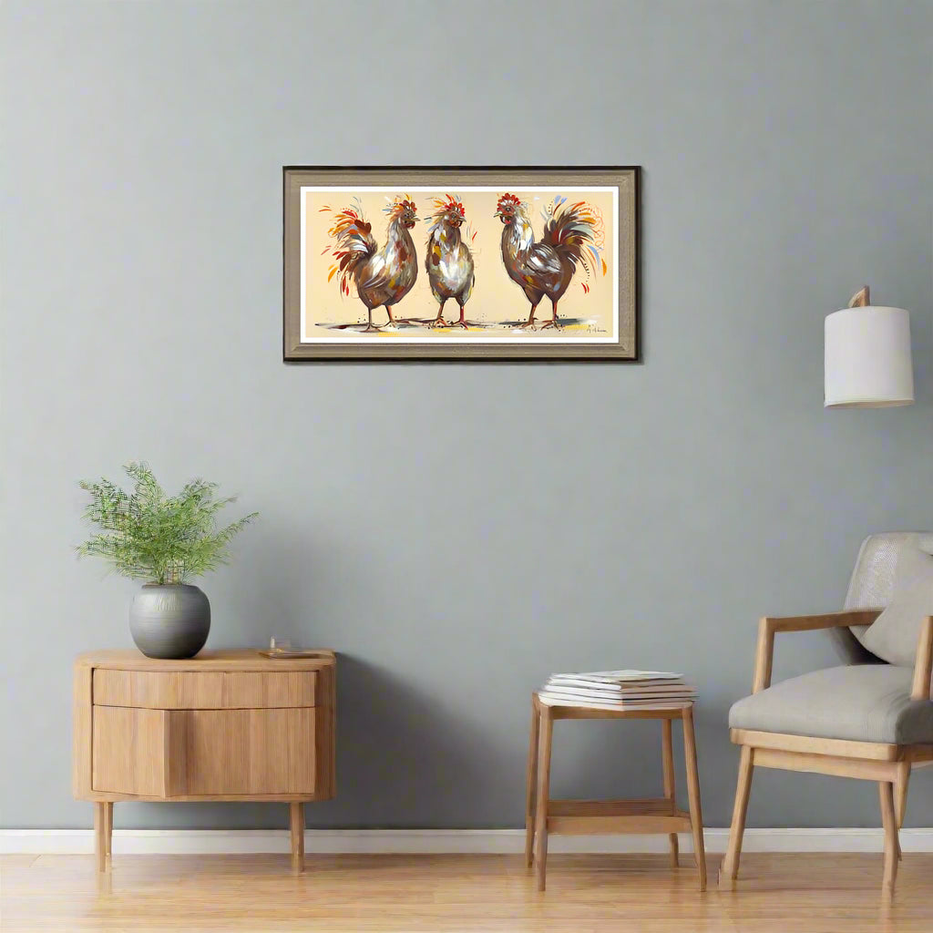 Artko 65cm 'Three Hens' Framed Print by Ashley Saunders