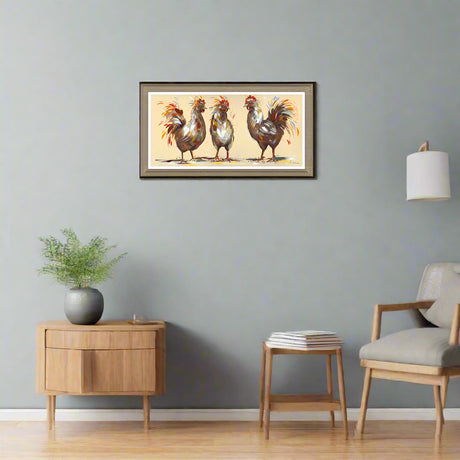 Artko 65cm 'Three Hens' Framed Print by Ashley Saunders