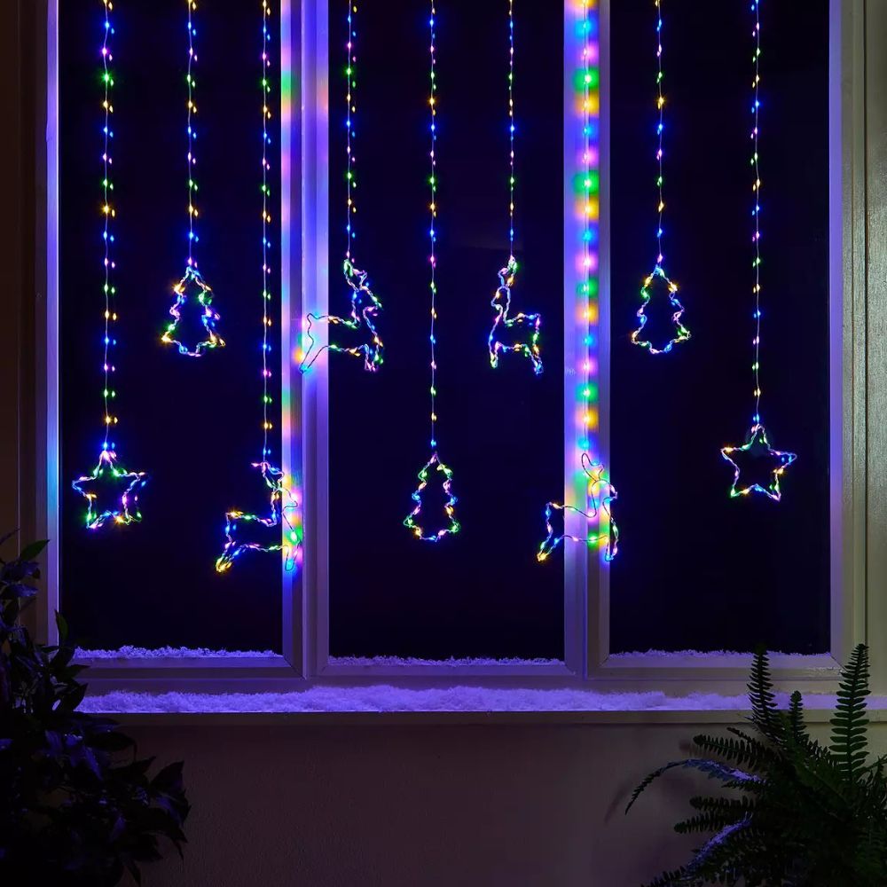 Three Kings 1.2m Multi Coloured LED Festive Curtain Lights
