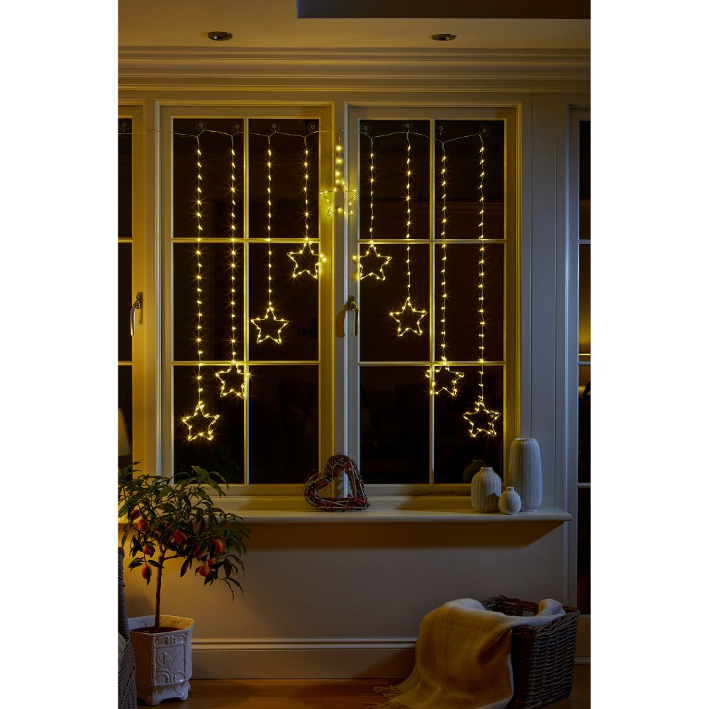 Three Kings 1.2m Warm White LED Star Curtain String Lights