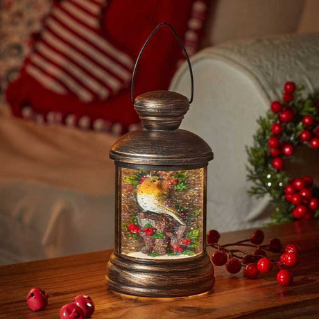 Three Kings 18cm SnowSwirl Robin Water Globe