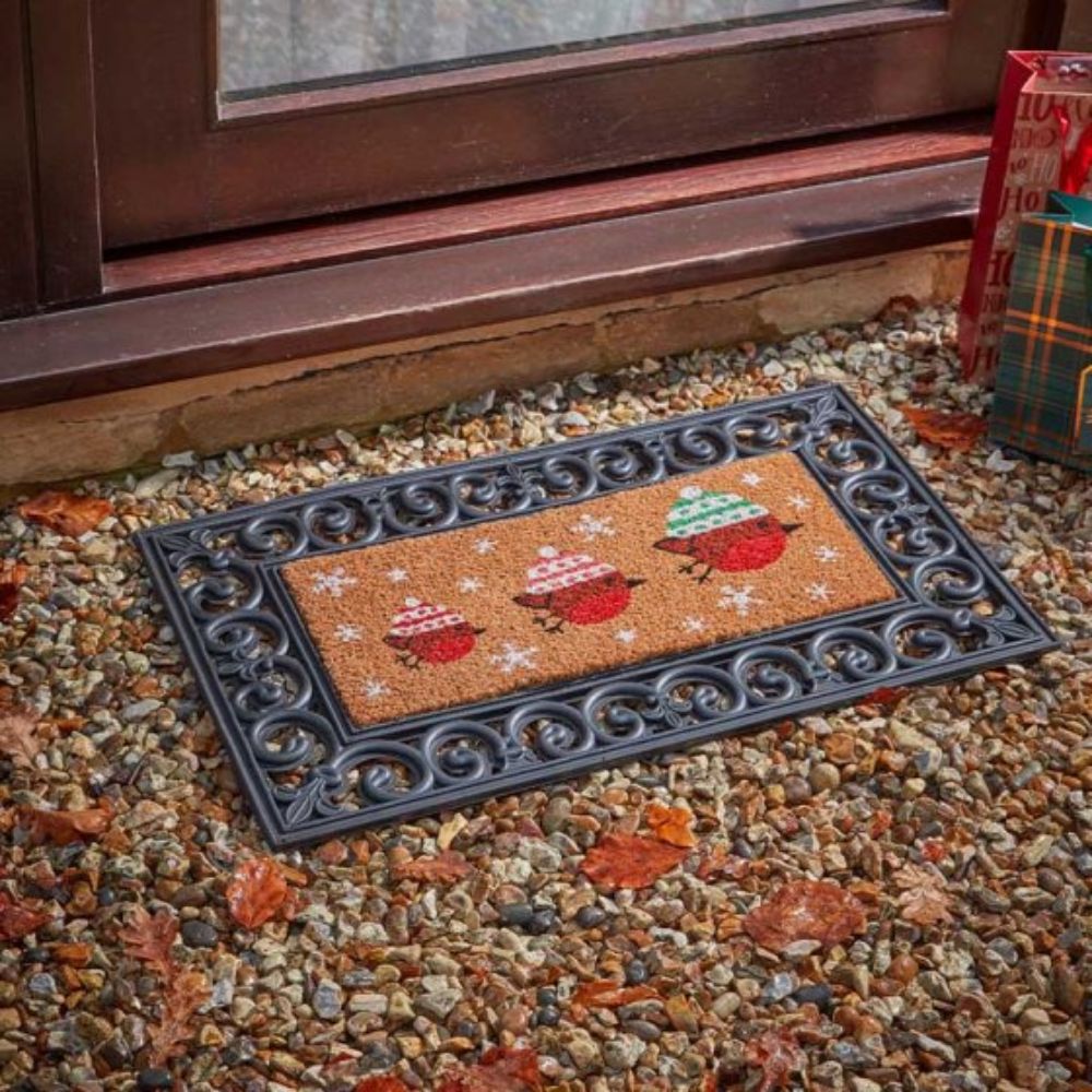 Three Kings 23x53cm Festive Robins Decoir Doormat Insert