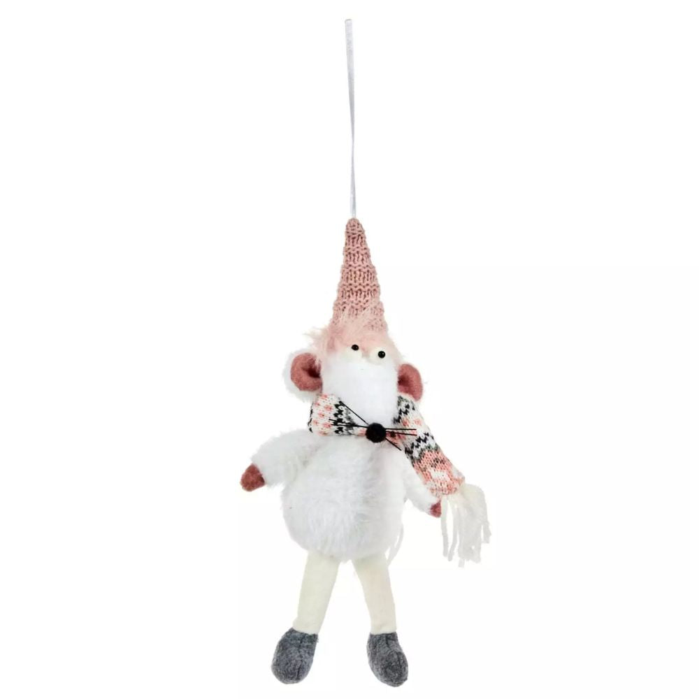 Three Kings 24cm Pink & White Razza Rat Hanging Decoration