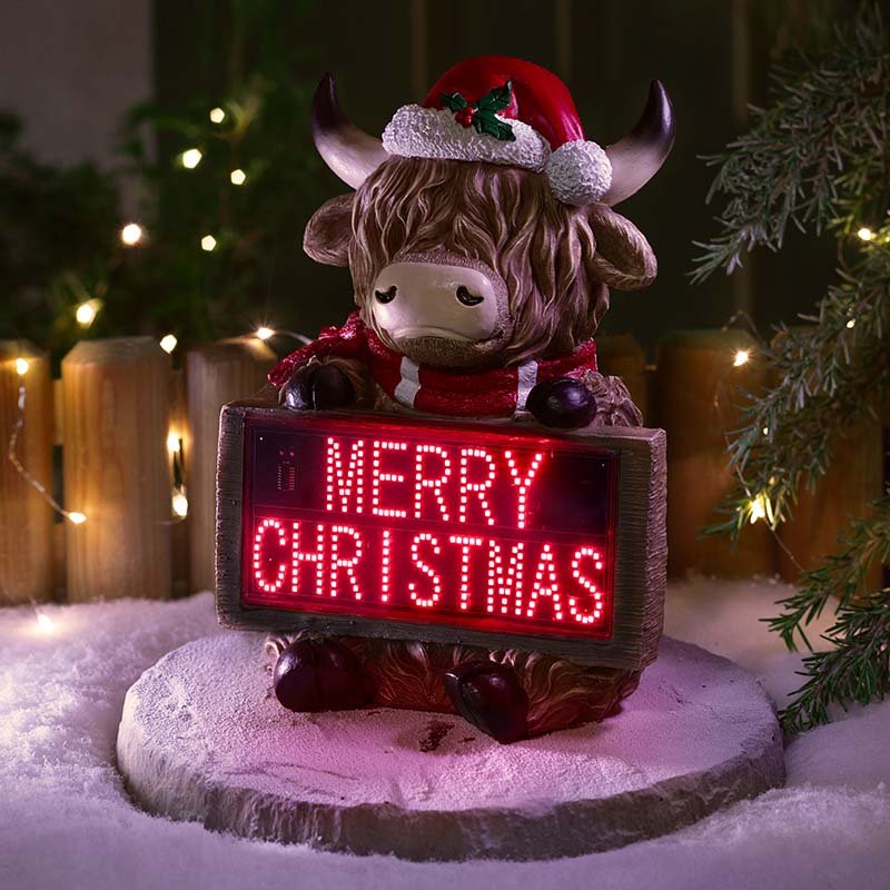 Three Kings 29.2cm Highland Cow Merry Christmas Sign Ornament