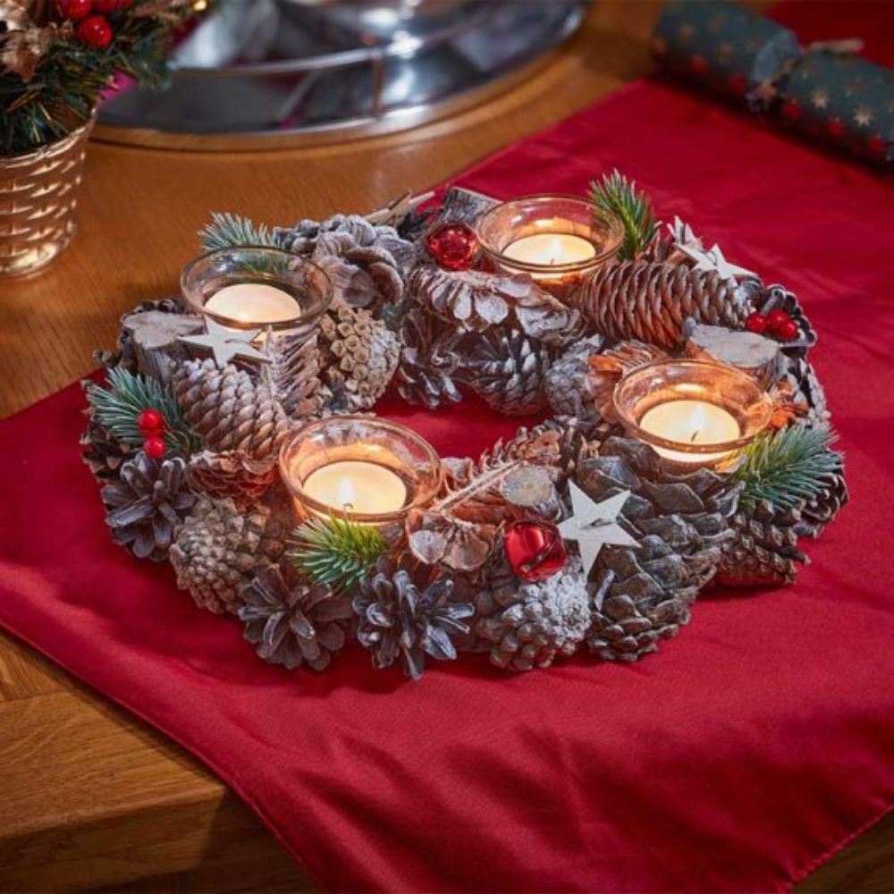 Three Kings 33cm FrostStar Quartet Candle Holder Ring