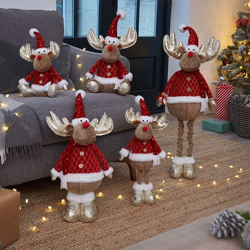 Three Kings 45cm Golden Dancer Reindeer Plush Ornament