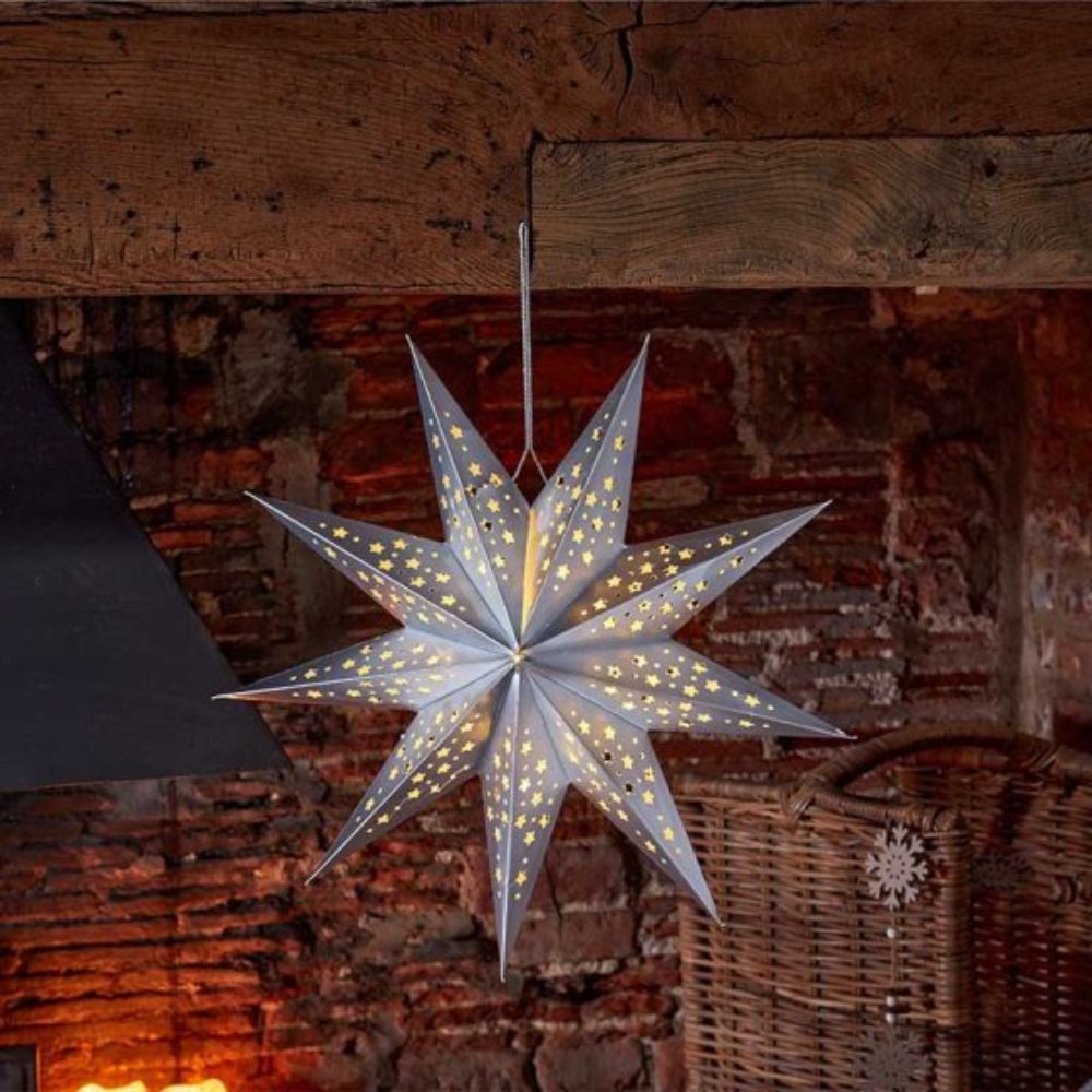 Three Kings 50cm LED Silver Origami Star