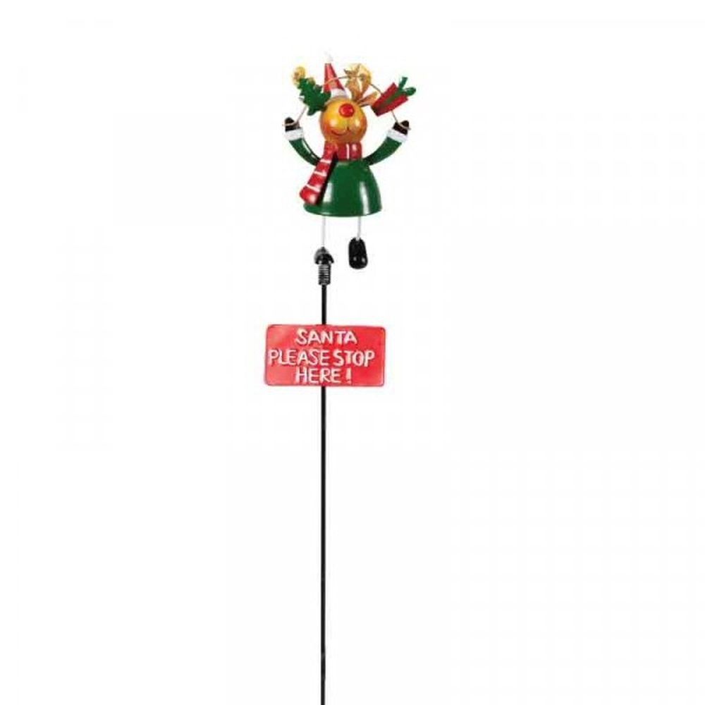 Three Kings 80cm 'Santa Stop Here' Rudy Reindeer Stake
