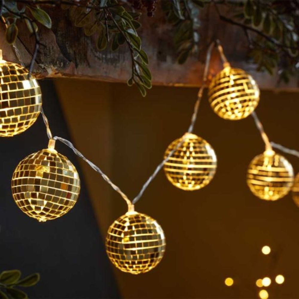 Three Kings Gold Glitterball String Lights