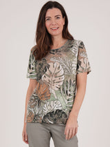 TIGI 10/12 Crew Neck Jungle All - over Print Top - T25 - 37A - Old Railway Line Garden Centre