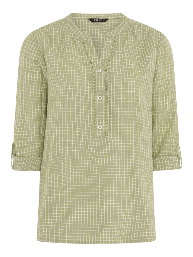 TIGI 10/12 Green Grid Check Notch Neckline - T25 - 46D - Old Railway Line Garden Centre