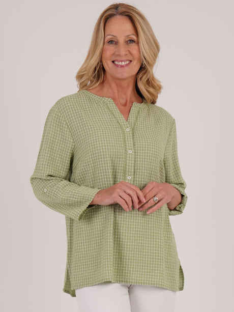 TIGI 10/12 Green Grid Check Notch Neckline - T25 - 46D - Old Railway Line Garden Centre