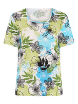 TIGI 10/12 Green Tropical Floral All - over Print Top - T25 - 42D - Old Railway Line Garden Centre