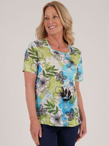 TIGI 10/12 Green Tropical Floral All - over Print Top - T25 - 42D - Old Railway Line Garden Centre