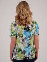 TIGI 10/12 Green Tropical Floral All - over Print Top - T25 - 42D - Old Railway Line Garden Centre