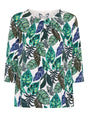 TIGI 10/12 Green Tropical Leaf Ruched Neckline Top - T25 - 37C - Old Railway Line Garden Centre