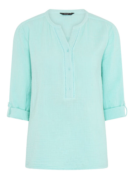 TIGI 10/12 Peppermint Double Weave Notch Neckline Top - T25 - 46E - Old Railway Line Garden Centre