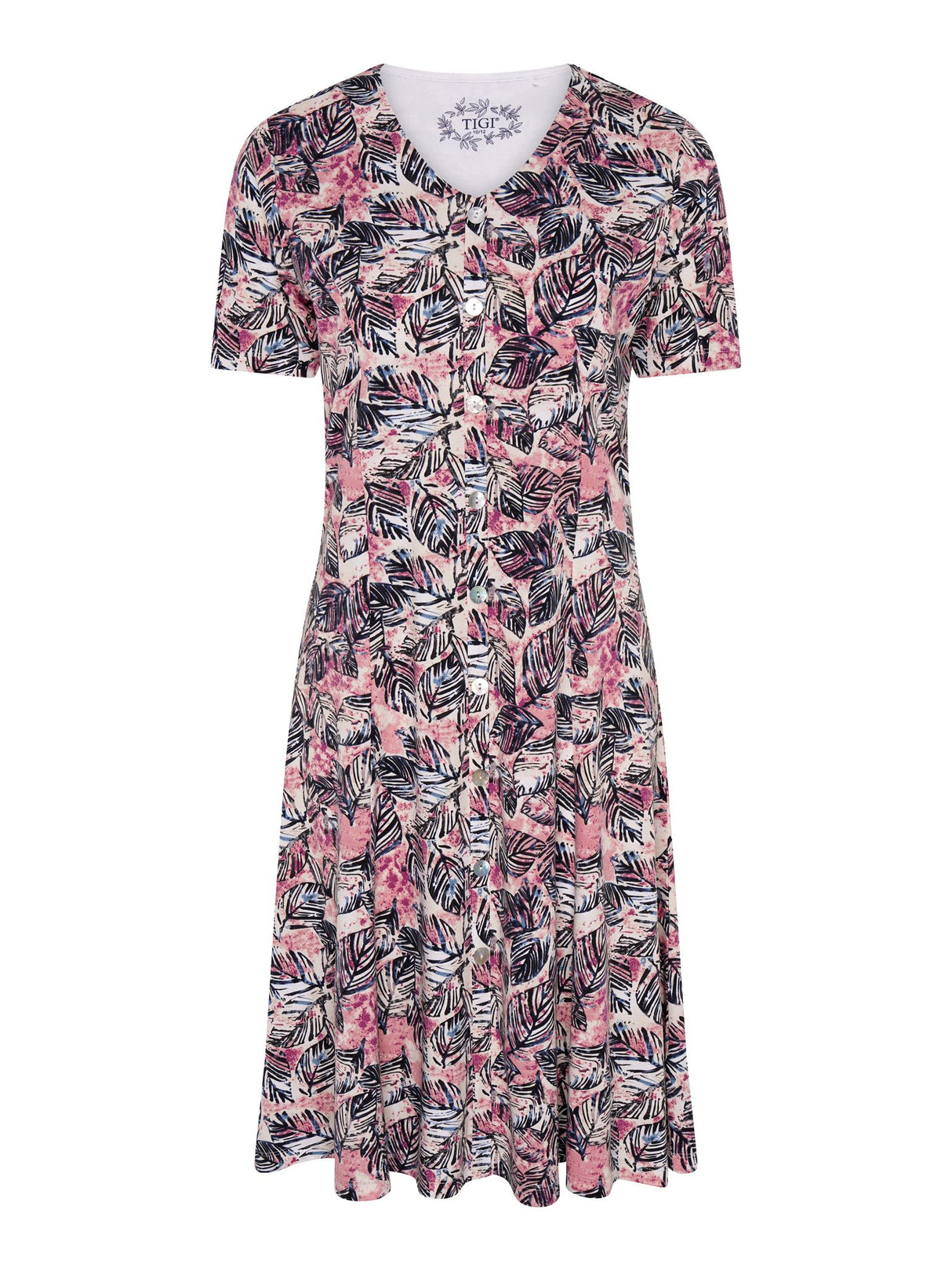 TIGI 10/12 Pink Sunset Leaf Button Dress - T25 - 35E - Old Railway Line Garden Centre