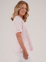 TIGI 10/12 Rose Pink Embroidered Notch Neckline Top - T25 - 38C - Old Railway Line Garden Centre