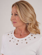 TIGI 10/12 White Eyelet Neck Trim Top - T25 - 42B - Old Railway Line Garden Centre