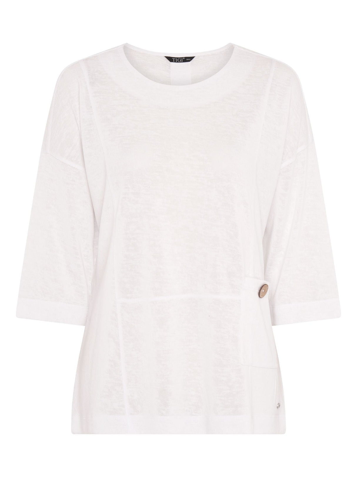 TIGI 10/12 White Patch Pocket 3/4 Length Sleeve Top - T25 - 44B - Old Railway Line Garden Centre