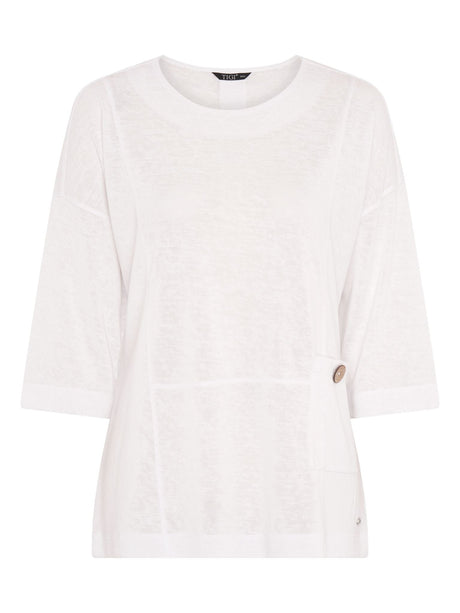 TIGI 10/12 White Patch Pocket 3/4 Length Sleeve Top - T25 - 44B - Old Railway Line Garden Centre