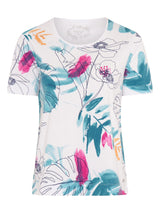 TIGI 10/12 White Sketch Palm Print Top - T25 - 43C - Old Railway Line Garden Centre