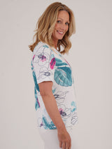 TIGI 10/12 White Sketch Palm Print Top - T25 - 43C - Old Railway Line Garden Centre