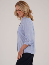 TIGI 14/16 Blue Notch Neck Micro - check Shirt - T25 - 39A - Old Railway Line Garden Centre