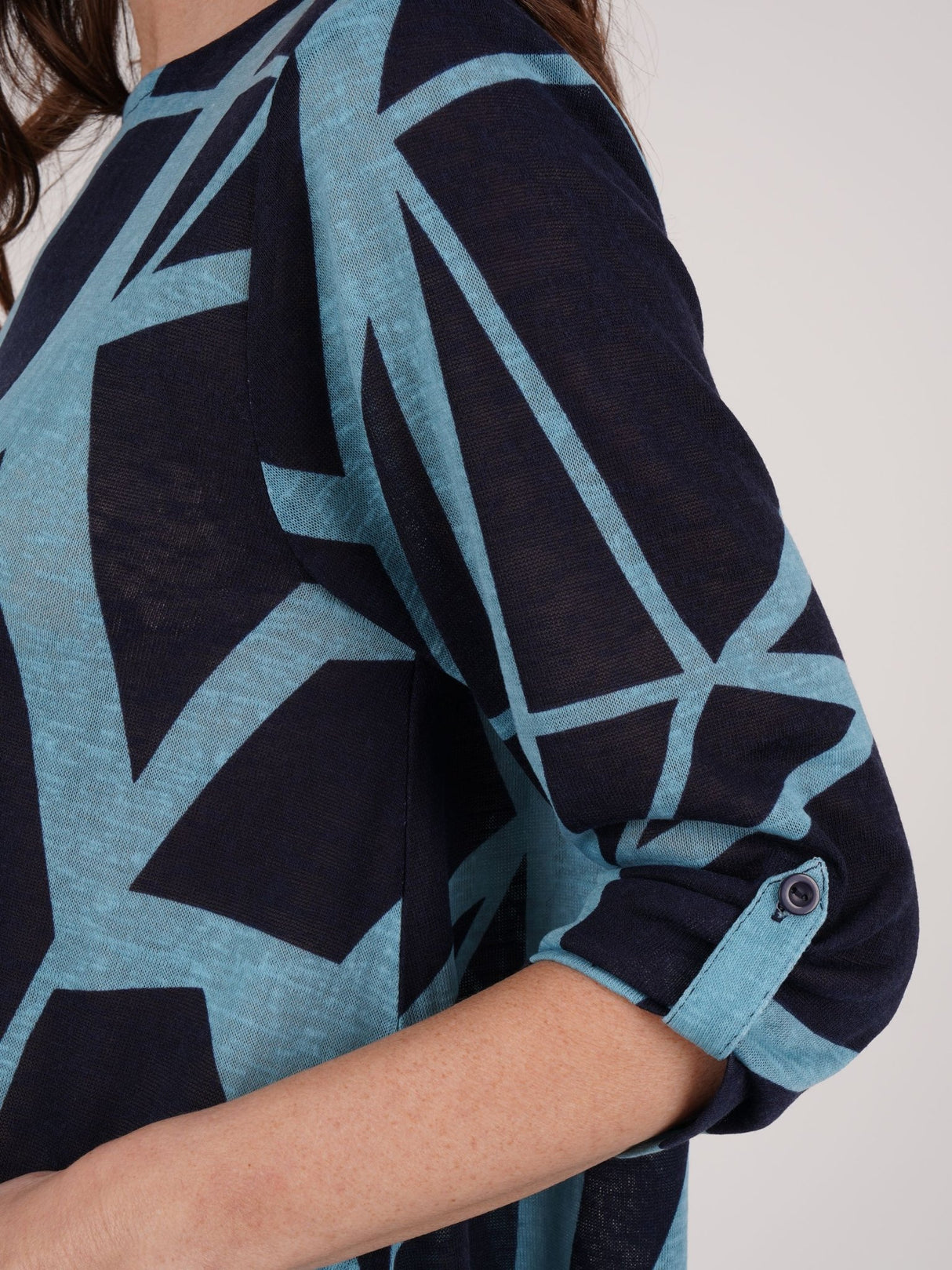 TIGI 14/16 Blue Zig Zag All Over Print Tunic - T25 - 40D - Old Railway Line Garden Centre