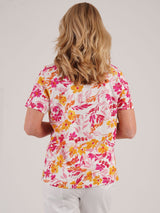TIGI 14/16 Cerise Bouquet Floral Square Neckline Top - T25 - 41C - Old Railway Line Garden Centre