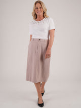 TIGI 14/16 Cream Cloud Chino Style Linen Skirt - T25 - 44E - Old Railway Line Garden Centre