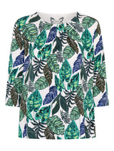 TIGI 14/16 Green Tropical Leaf Ruched Neckline Top - T25 - 37C - Old Railway Line Garden Centre